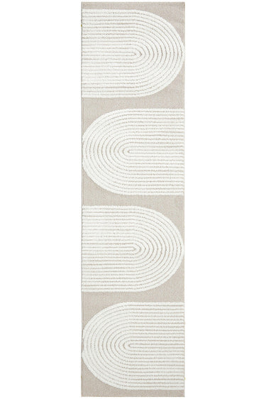 Lotus Abbey Beige and Ivory Modern Arch Pattern Hallway Runner Rug